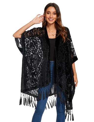 Image of MJ SERECA Women's Casual Long Velvet Kimono