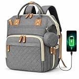 Mochila Maternidade Impermeável Bolsos P/Mamadeira Porta Chupetas Multifuncional Espaçosa P/a Mamãe e o Bebê (CINZA)