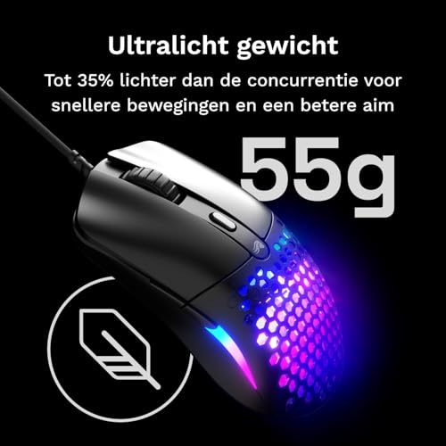 Glorious Model O Eternal Ultralight RGB Gaming Mouse - bedraad - 55 g lichtgewicht - aanpasbaar RGB-licht - 6 customizable knoppen - symmetrisch ontwerp - 12K DPI optische sensor - pc/Mac - Zwart - Afbeelding 3