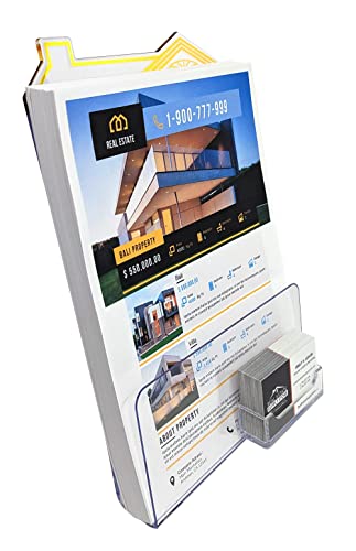 Calendars And More House Shaped, Clear Acrylic Brochure Holder With Business Card Pocket, Large 8.5X11 Letter Size Flyer Literature Desk Stand (Red - Pack Of 1) #TOP2