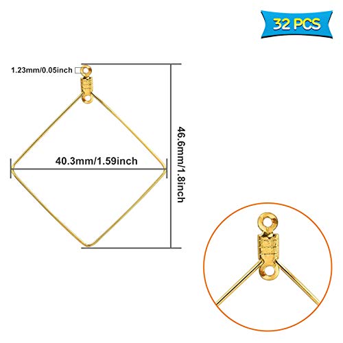 32Pcs Earrings Beading Hoop Stainless Steel Hoop Earring Finding Square Geometric Earrings For Jewelry Making Diy Crafts Art Creation Girl Gift #TOP1