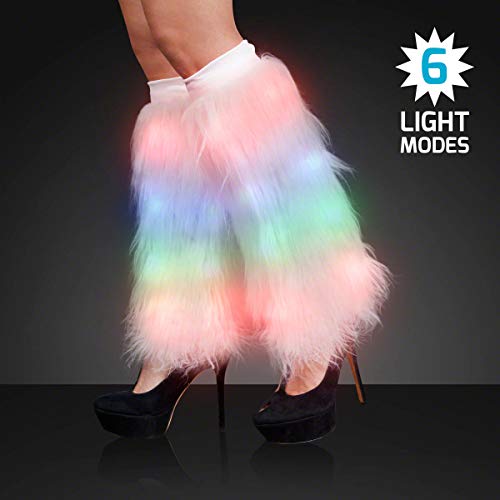 FlashingBlinkyLights Rainbow LED Light Up Funky Furry Leg Warmers - Thumbnail 2