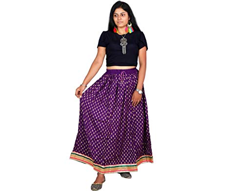 Bollywood Designer Rayon Zardozi Embroidered Women's Skirt Purple #TOP21
