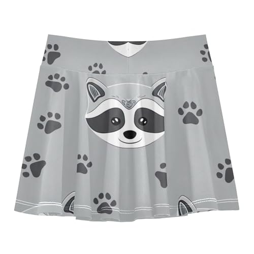 Athletic Shorts Girls Skorts Toddler Tennis Skirts 2 in 1 Teen Skirt Cute Raccoon Paw Prints Gray 3t2