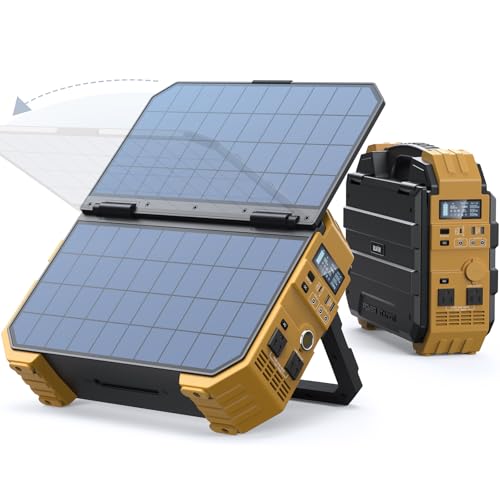 BLAVOR Portable Power Station 1600W (Peak 3200W), Built-in Solar Panel, 1024Wh LiFePO4 Battery, 100W...