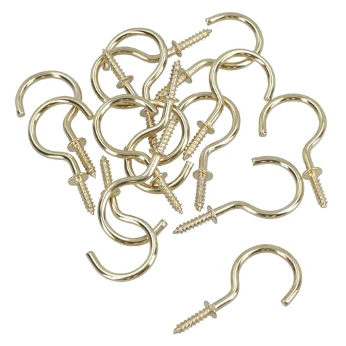 AB Tools 38mm Cup Hook Screws Picture Curtain Hangers Fasteners Brass Coated 75pc