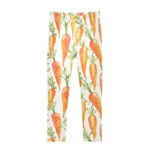 Orange Carrot Girls Leggings,Workout Leggings for Girls Toddler Athletic Legging Size for 3-10T