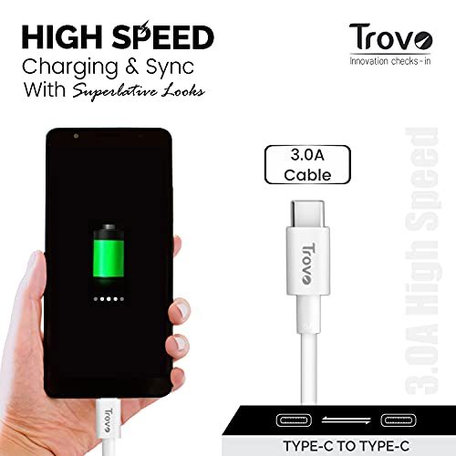 Image of Trovo RCT-44 3A USB Type-C to Type-C 1Mtr Type-C Cable-White