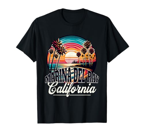 Marina Del Ray California Beach Palmera Sunset Souvenir Camiseta