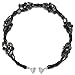 COOLSTEELANDBEYOND Black Crystal Beaded Choker Necklace, Twisted Multi-Strand Design, Statement Necklace Choker Collar