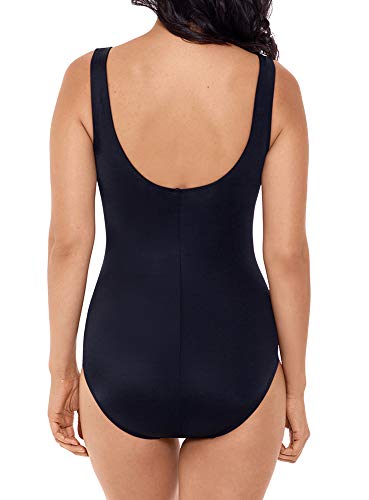 Reebok Women's Swimwear Graphic Layers Zipper Tank Sweetheart Neckline Soft Cup One Piece Swimsuit, Purple, 08 #TOP3