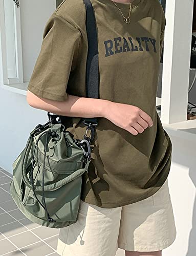 Caistre JS-XBB002-GREEN Women’S Drawstring Bucket Bag Nylon Crossbody Bag Tote Handbags Casual Hobo Shoulder Purse thumb #1