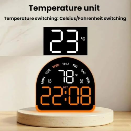 Image of AERYS Digital Alarm Clock Table Clock with LED Display, Temperature Compact Desk Clock for Students,Home, Office, Bedroom, Living Room,Home Decor, Corporate Use (Half Moon)