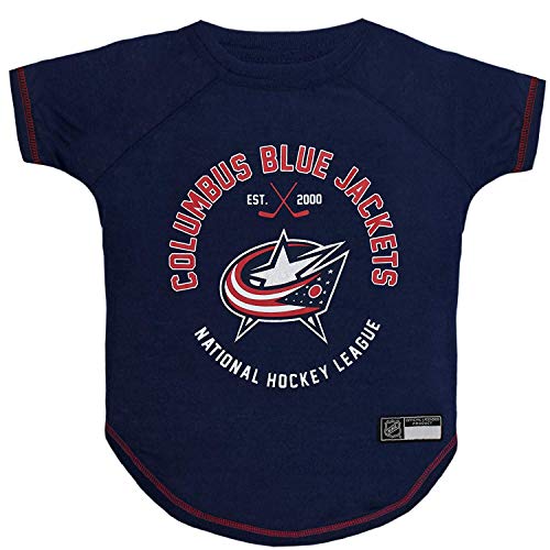Image of NHL Columbus Blue Jackets Tee Shirt for Dogs & Cats, Medium. - are You a Hockey Fan? Let Your Pet be an NHL Fan Too!