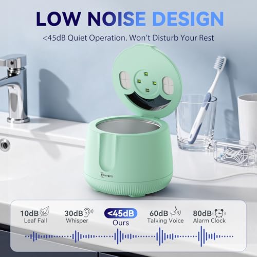 Image of Ultrasonic Retainer Cleaner Machine 48kHz, Dental Ultrasonic Care Cleaner | Ultrasonic Retainer Cleaner for Dentures, Aligners, Mouth Guards, Toothbrush Heads and Jewelry with 200ML Capacity