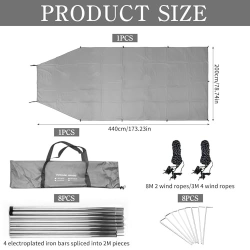 Auto Markise,Sonnenschutz für Markise Wohnmobil 440x200cm,Sonnensegel Wohnwagen,Wasserdicht Sonnensegel Auto Camping,Vorzelt Auto,Auto Heckklappenzelt,für Auto SUV Wohnwagen Outdoor