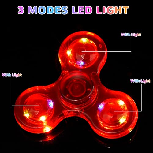 WELLVO 1Pcs LED Fidget Spinner for Kids Adults, Light Up Sensory Fidget Toys for Kids 4-8 8-12 Anxiety Stress Relief, Classroom Prizes Glow in The Dark Hand Spinner Boys Girls Birthday Gifts - Image 2