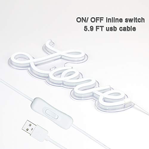 Image of 5V White Love LED Neon Sign Christmas Wedding Party Decoration Wall Lamp USB Powered Children Bedroom Night Light (NEW love white)