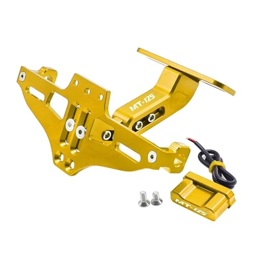 �o�C�N�p �i���o�[�v���[�g�u���P�b�g For MT125 MT 125 MT-125 2014-2023 �i���o�[�v���[�g�z���_�[ �v���[�g�t���[�� ���C�g ��p�݌v(�S�[���h)