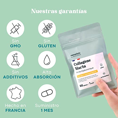Colágeno Marino con Ácido Hialurónico + Vitamina C, Suplemento Piel, Articulaciones y Huesos, 60 Cápsulas para 1 mes, Alta Dosis de Colágeno Hidrolizado Puro NATICOL, Essentials by Novoma - imagen 4