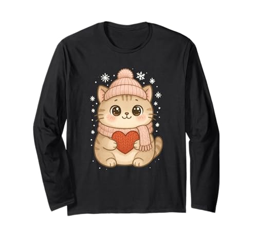 Cozy Snow Season Cute Kawaii Winter Cat With Scarf ����T�V���c