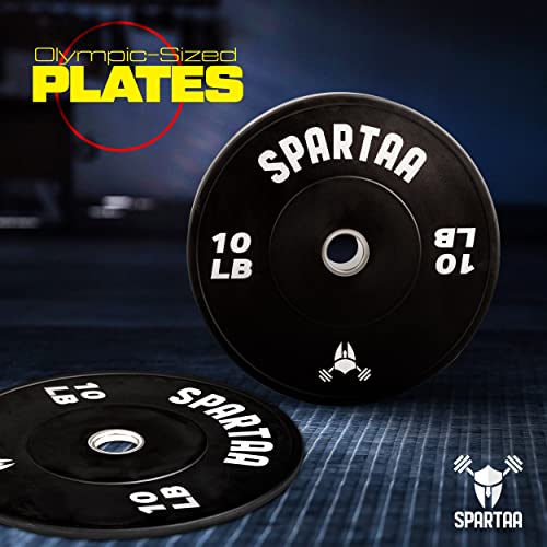 Spartaa Rubber Bumper Plate Olympic Grip Plate In Pairs Or Single For Strength Training, Weightlifting And Bodybuilding, Solid Cast Iron Weight Plates For Barbell (10 Lb - 1 Pair) #TOP6