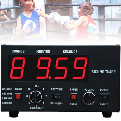 Temporizador de Gimnasio Sports Timeter, Temporizador de Intervalos de Boxeo Profesional, Temporizador de Gimnasia Profesional con Pantalla LED, Cronómetro Multifuncional,Red