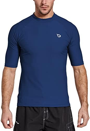 BALEAF Men's Rash Guard Short Sleeve Swim Shirt UPF 50+ Sun Protection Quick Dry Compression Shirt Rashguard Dark Blue XL