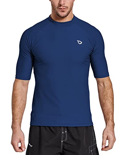 Baleaf Men's Rash Guard Short Sleeve Swim Shirt Upf 50+ Sun Protection Quick Dry Compression Shirt Rashguard Dark Blue Xl #TOP9