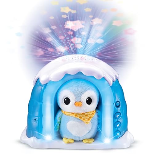 VTech-Baby Iglú Proyector Peluchito Pingüino, Juguete bebés recién Nacidos, Proyector Musical con Luces y Cielo Estrellado, Peluche Interactivo, Nanas y Sonidos Naturaleza, Versión ESP