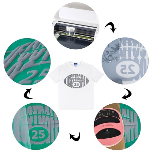 Image of RENLITONG 3D Puff HTV Matte Heat Transfer Vinyl Roll 12 inch x 7ft Iron on for Heat Press T Shirt for All Cutter Machine Heat Vinyl Design (7ft, 3D Puff Silver)