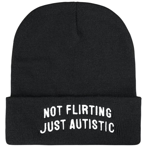 qchdln Funny Winter Knit Beanie Hats with Embroided Text and Pattern Design Perfect Halloween for Men Women Teens