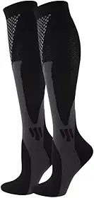 Meia De Compressão Esportiva Feminina Masculino Cano Alto Corrida Ciclismo (BR, Numérico, 36, 42, Regular, Regular, 1 Par, Média compressão 20-30mmhg