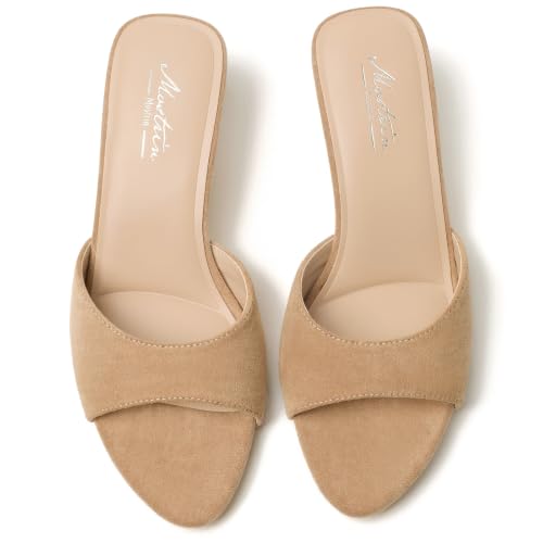 Image of Mostrin Kitten Heels for Women Pointed Toe Vintage Mules Heels Sexy Slip on Stiletto Backless Sandals for Party Wedding Daily