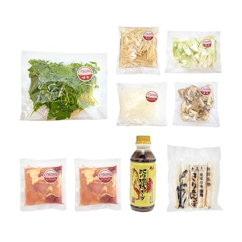 贅沢きりたんぽ鍋 セット(2〜3人前)白神山水/永田のセリ/野菜付き 比内地鶏 300g入り[恋する鹿角カンパニー]