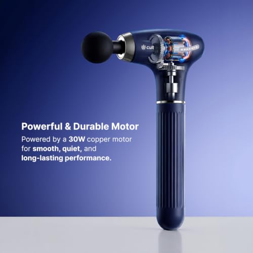 Image of Cult XTND Massage Gun for Full-Body Muscle Relief, 3-in-1 Extension for Easy Back & Full-Body Massage, 35W Motor, 6 Speed Levels, 4 Massage Heads, Pain Relief Massager for Back, Shoulders, Legs & Everyday Recovery, Blue