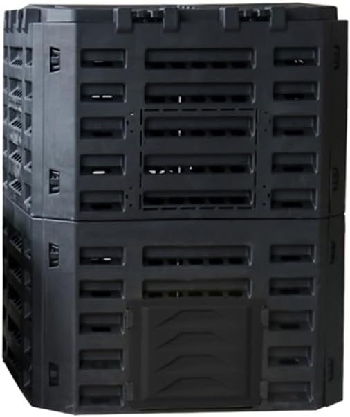 Stackable Outdoor Compost Bin, Plastic Garden Composter for Kitchen and Yard Waste, Easy Access Lid an Ventilation, Small Space-Saving Composting Bin(Black,340L(89.8 Gallon))