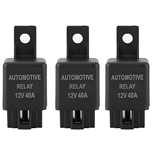 CENPEK Paquete de 4 relés de coche 12 V DC 40A 4 terminales SPST aire acondicionado ventilador niebla lámpara relé 6 mm agujero de montaje socket