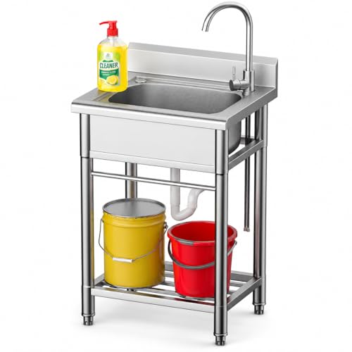 Image of Stainless Steel Utility Sinks, 22 Inch Compact Shop Sink