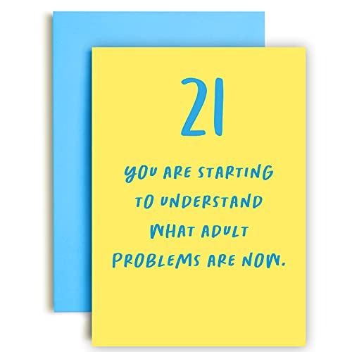Huxters Cartes d'anniversaire 21 ans pour elle et lui,Carte d'anniversaire humoristique avec message humoristique,Papier écologique de qualité supérieure, fille,Format A5 Cover