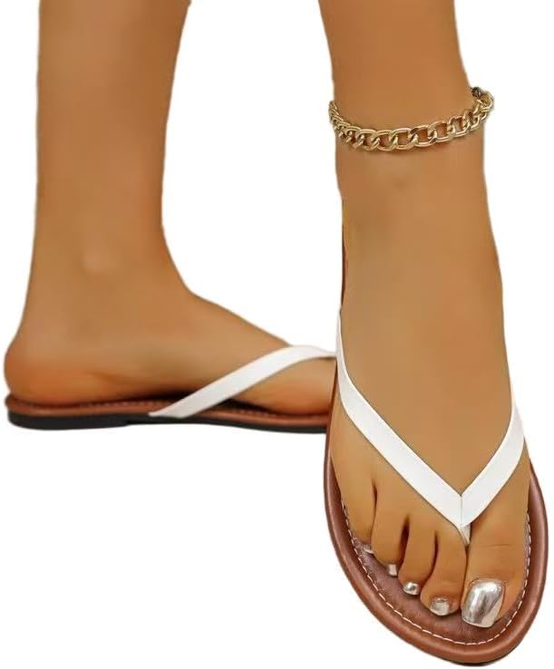 Women Vacation Beach Essentials flip-flops | Casual Women Footwear Sandals 1 Pair White (Size 7.5-10