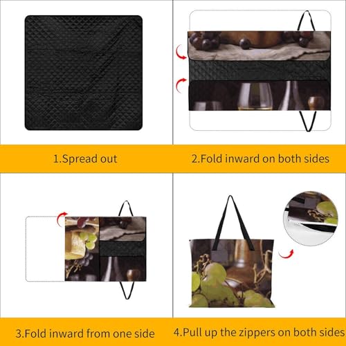 Couverture de plage pliable et imperméable avec fermeture éclair de transport