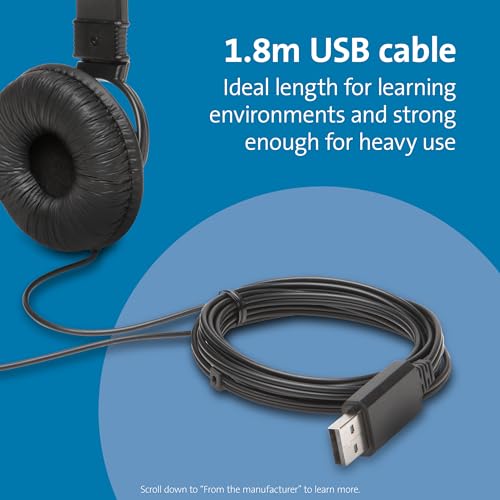 Kensington USB Hi-Fi Headset with Built in Microphone, Stereo Sound, Adjustable Noise Cancelling Mic, Padded Professional Conference Call Standard for Work or Gaming, Black, K97601WW