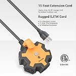 DEWENWILS Industrial Power Strip, 15FT Heavy Duty Extension Cord - Image 2