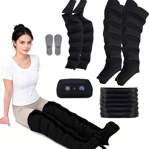 Joyfitness Máquina Presoterapia Completa y Masajeador Piernas, 6 Cámaras, Presión 0-240 mmHg, Tiempo 0-30 Minutos, Drenaje Linfático, Mejora Circulación, Uso Doméstico, Ayuda Reducción Celulitis