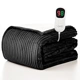Homemate Heated Blanket Electric Throw - 50'x60' Heating Blanket Throw 1/2/4/6/8 Hours Auto-Off 10 Heat Levels Over-Heat Protection Soft Flannel Sherpa ETL Certification