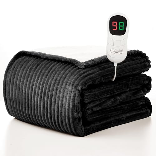 Image of Homemate Heated Blanket Electric Throw - 50 inchx60 inch Heating Blanket Throw 1 /2 /4 /6 /8 Hours Auto-Off 10 Heat Levels Over-Heat Protection Soft Flannel Sherpa ETL Certification