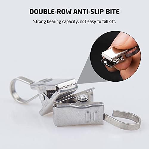 24 Pcs Set of Curtain Clips, Stainless Steel Curtain Hooks, Multi-function Curtain Entrainment Hooks, Bath Curtain Rod Hook Clips, Used to Hang Curtains, Light Chains, Photos