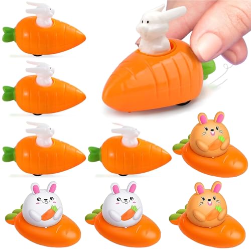 PWCTNT Ostern Geschenke Kinder, 8 Stück Ostergeschenke Kinder, Aufziehbare Hasen Mit Karotte, Hase Ostern Deko, Lustige Aufziehspielzeug Osterhasen Für Kinders Jungen Mädchen
