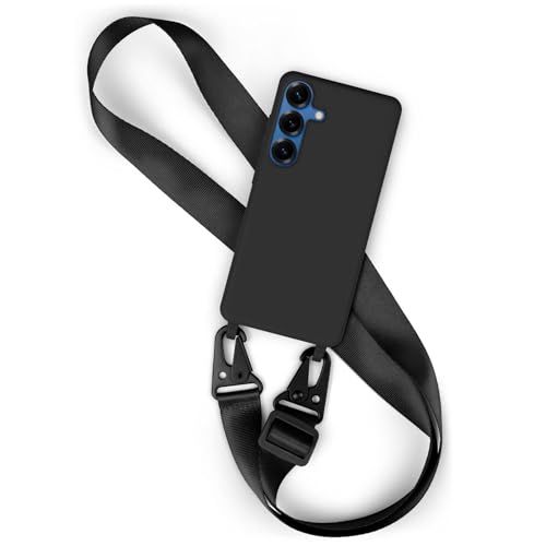 Étui de téléphone portable pour Samsung Galaxy S25 antichoc avec cordon suspension noir